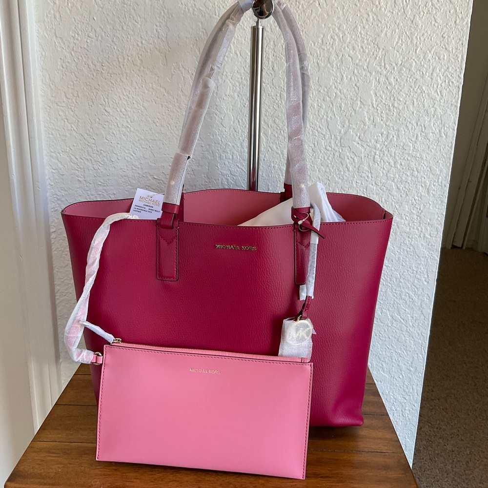 Michael Kors Cameron Reversible Tote Bag with Pouch NWT